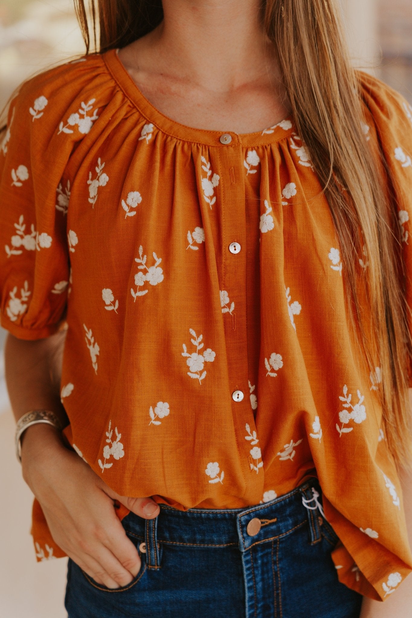 Auburn Floral Embroidered Button - Up Blouse WL25 - 10525 - Southern Soule Designs