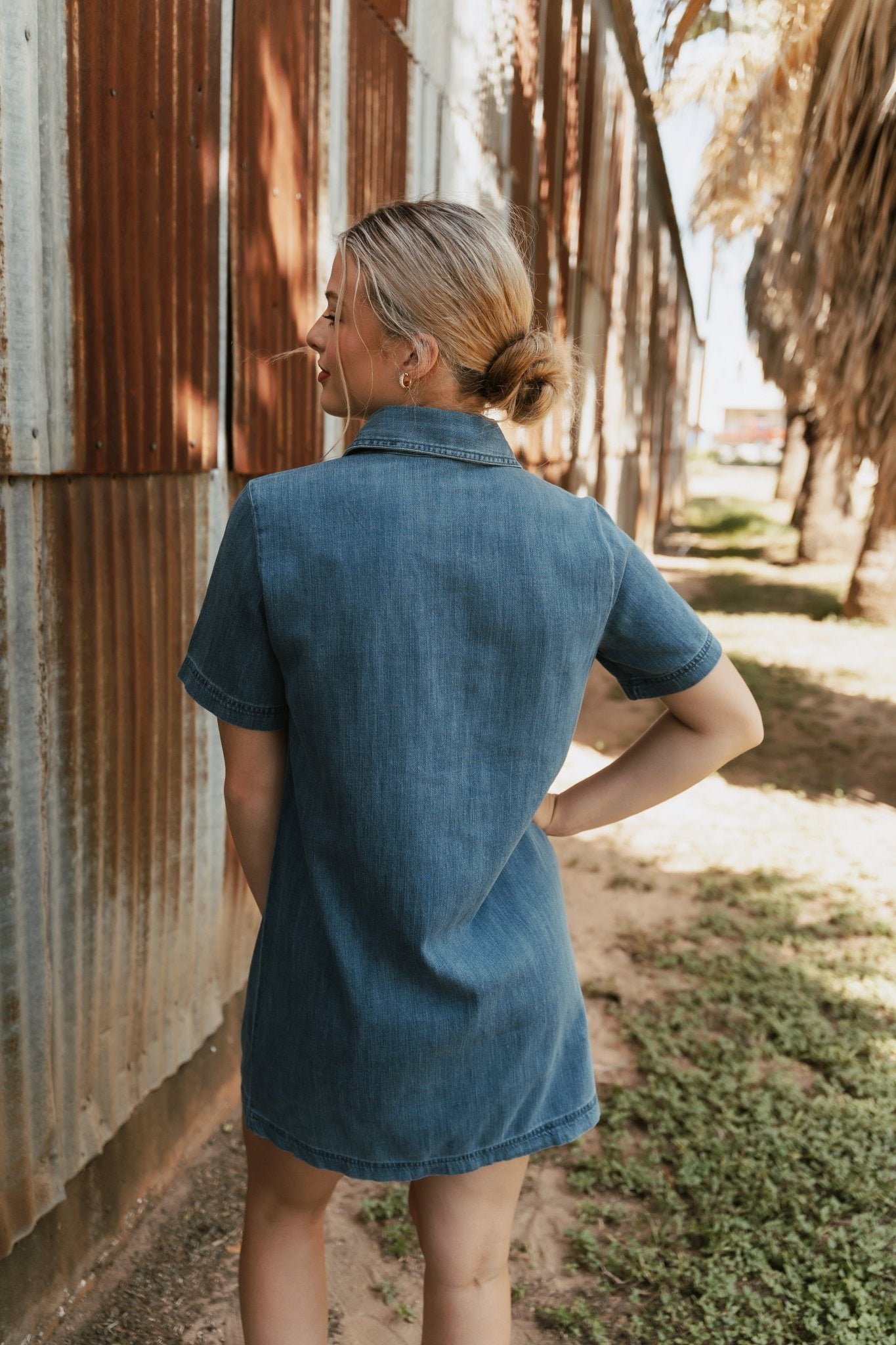 Authentic Denim Mini Dress Medium Indigo ZD253307 - Southern Soule Designs