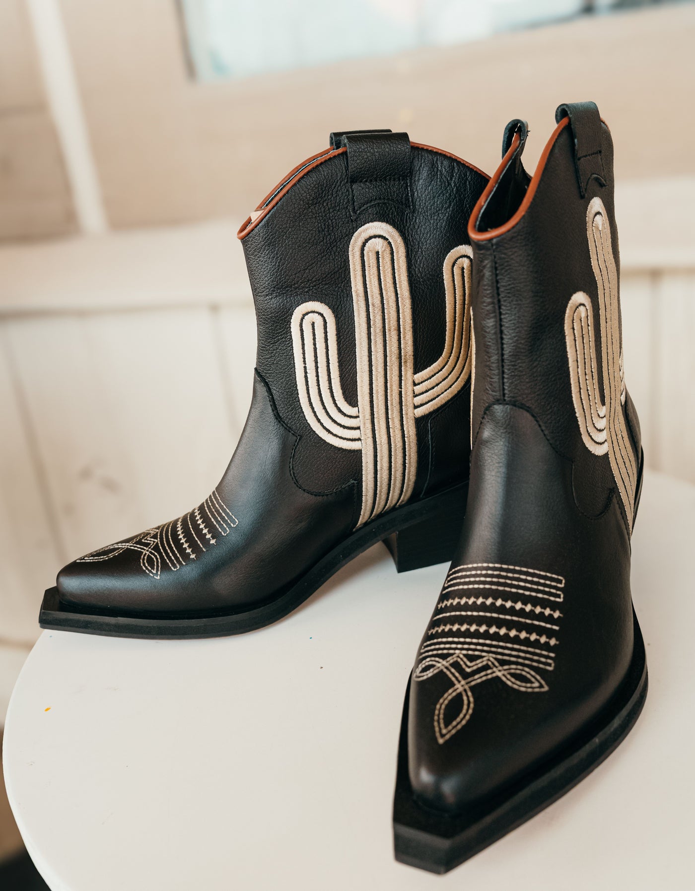 Black Oasis Western Cowboy Leather Bootie