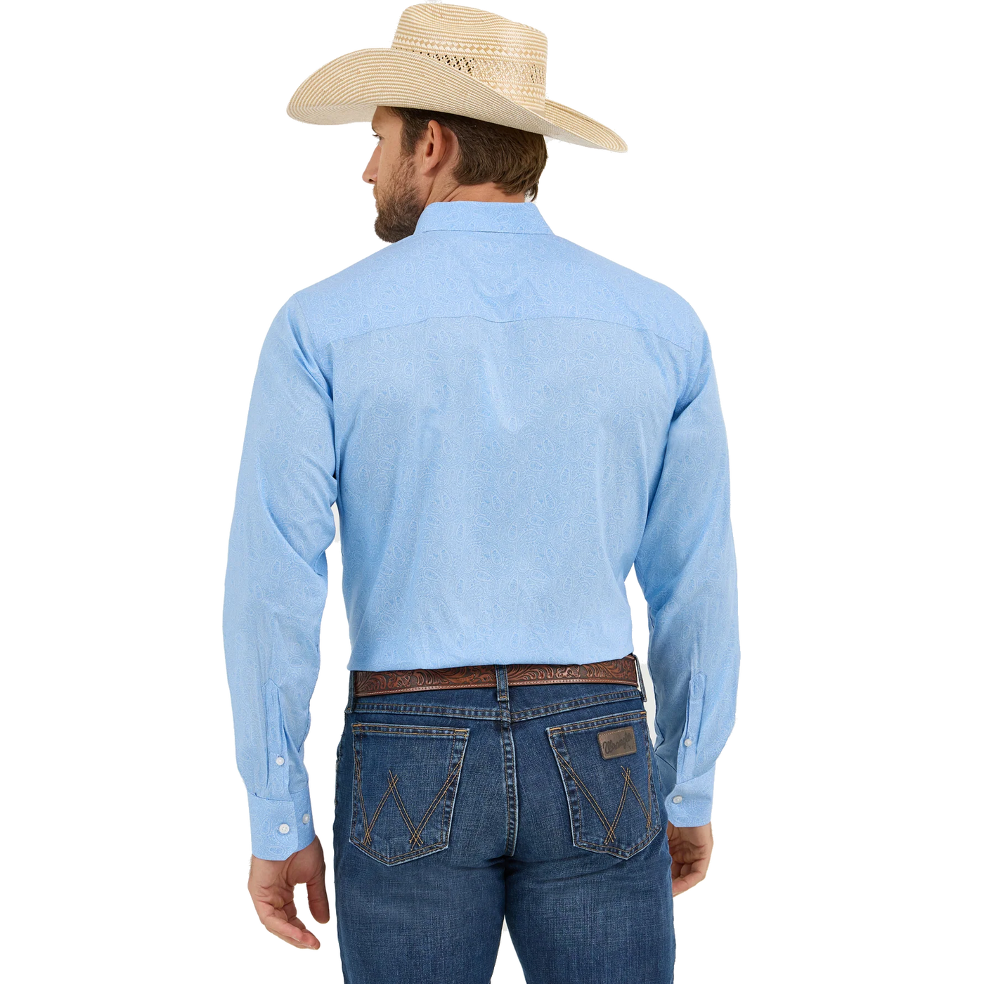 Wrangler Men's Cody Johnson Long Sleeve Shirt Powder Blue Paisley 112365620