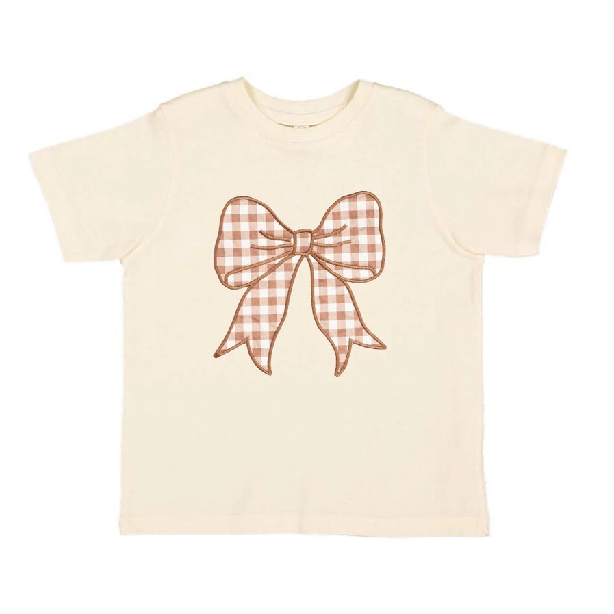 Gingham Bow Patch Short Sleeve T-Shirt