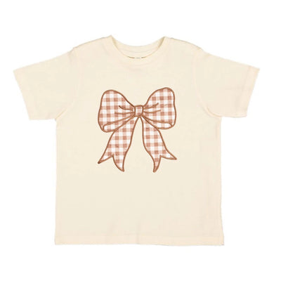 Gingham Bow Patch Short Sleeve T-Shirt