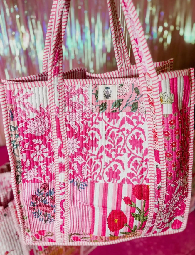 Pink City Regular Printed Quilted Tote Bag