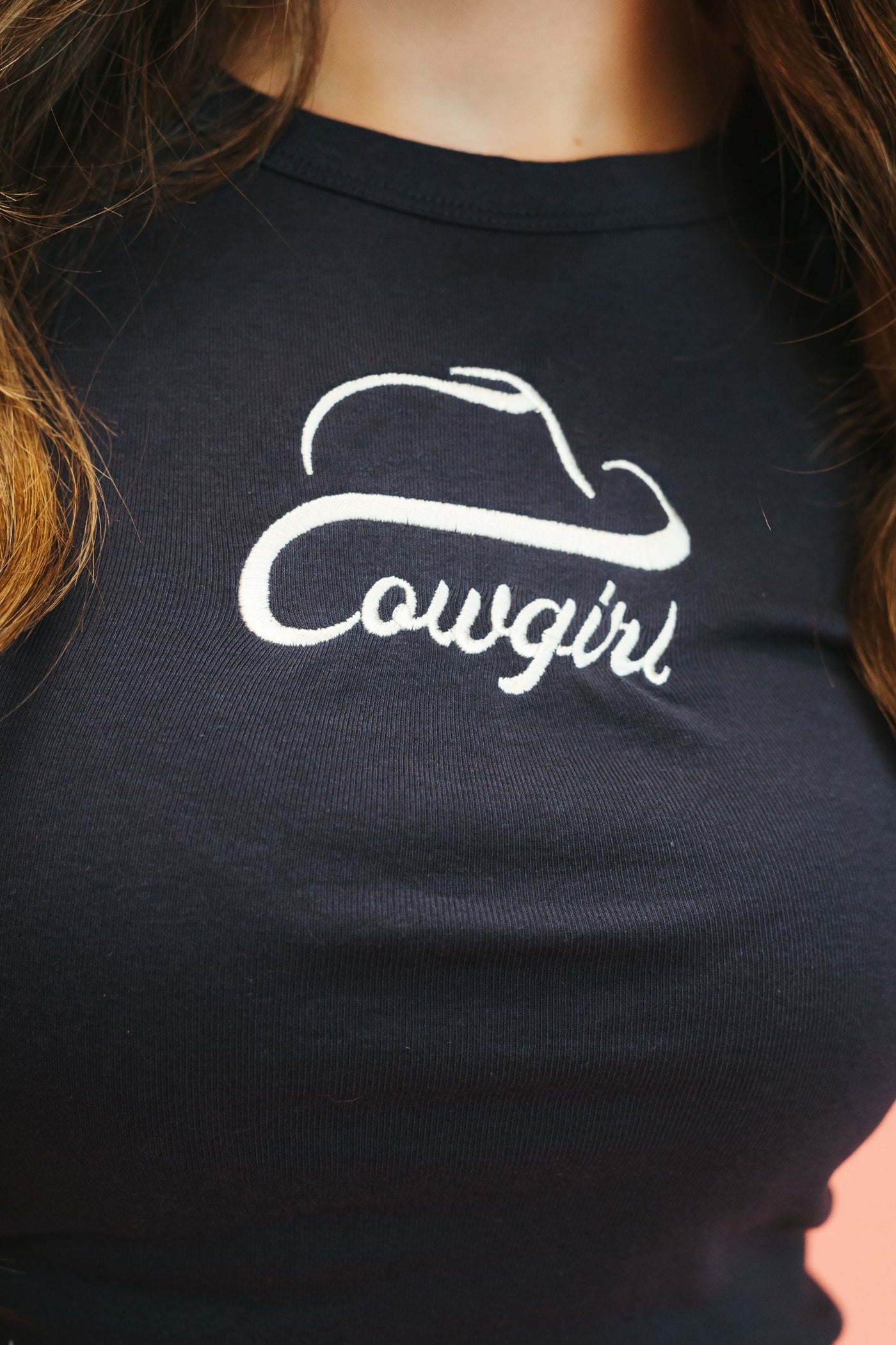 Cowgirl Navy Embroidered Tank