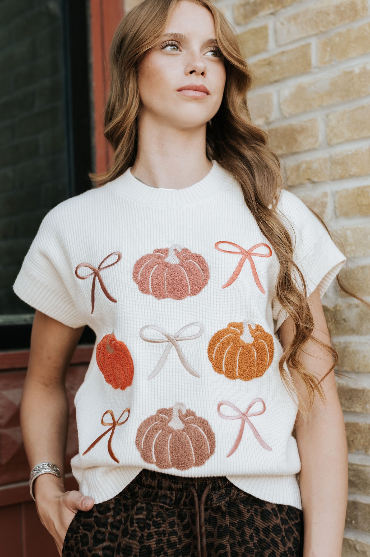 Josie Pumpkin Rows Sweater