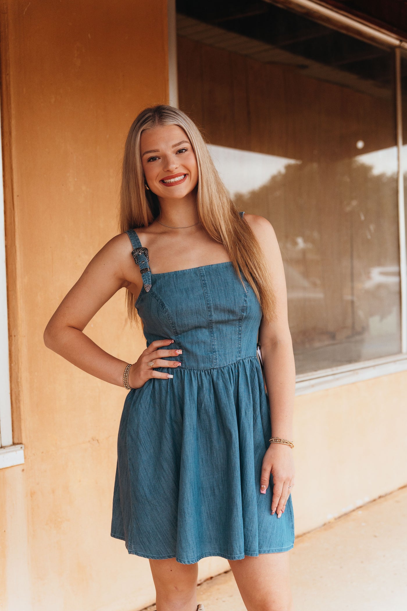 Rock & Roll Women's Denim Minidress with Buckles BWD0R06315