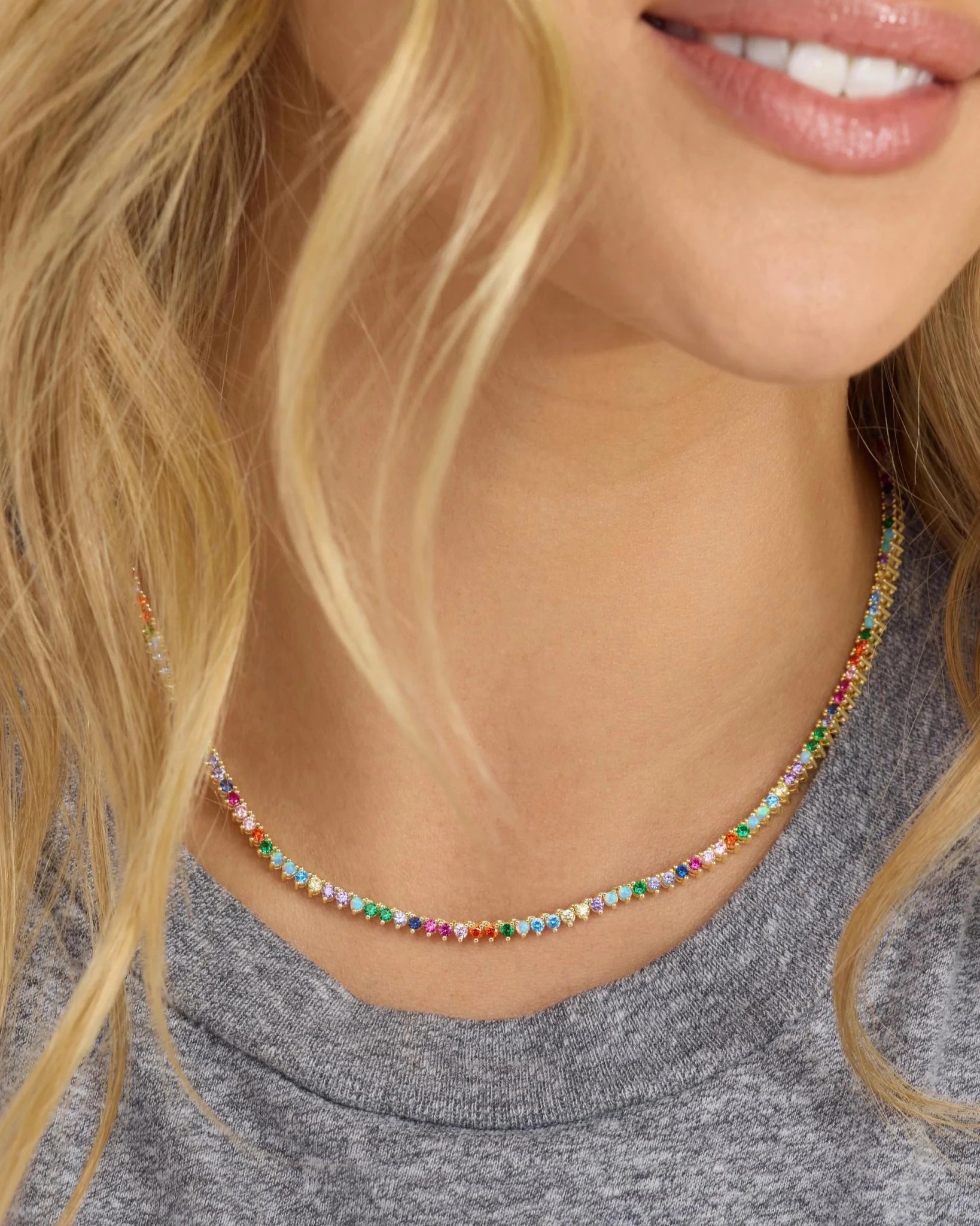 Baby Not Your Basic Tennis Necklace Rainbow - Southern Soule Designs