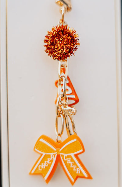 Bag Charm Keychain with Pom Pom & Bow - Southern Soule Designs