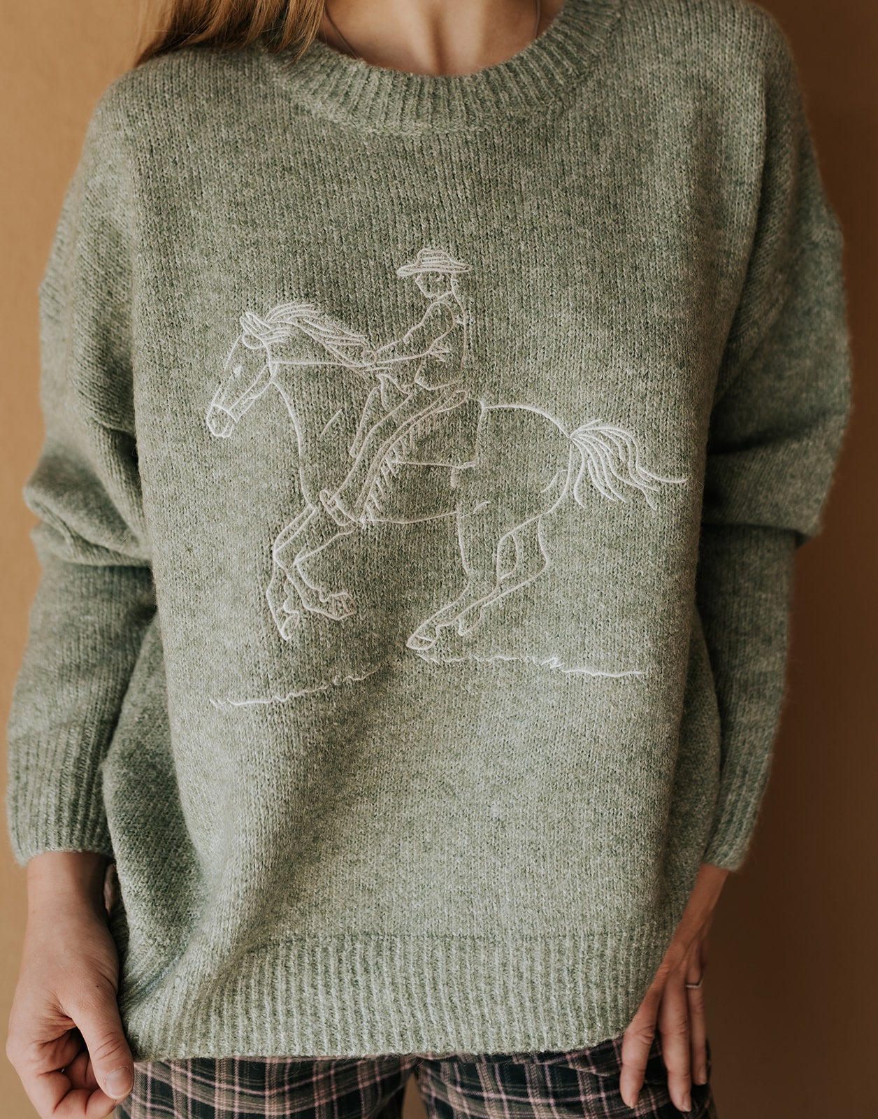 Basil Embroidered Cowboy Knit Sweater BRW0280 - 42 - Southern Soule Designs