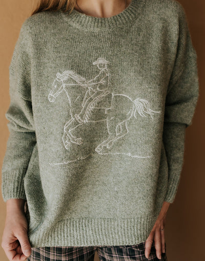 Basil Embroidered Cowboy Knit Sweater BRW0280 - 42 - Southern Soule Designs