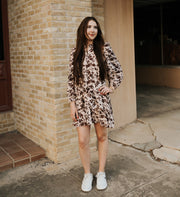 Beige Floral Print Dress with Removable Belt CD06392 - Southern Soule Designs