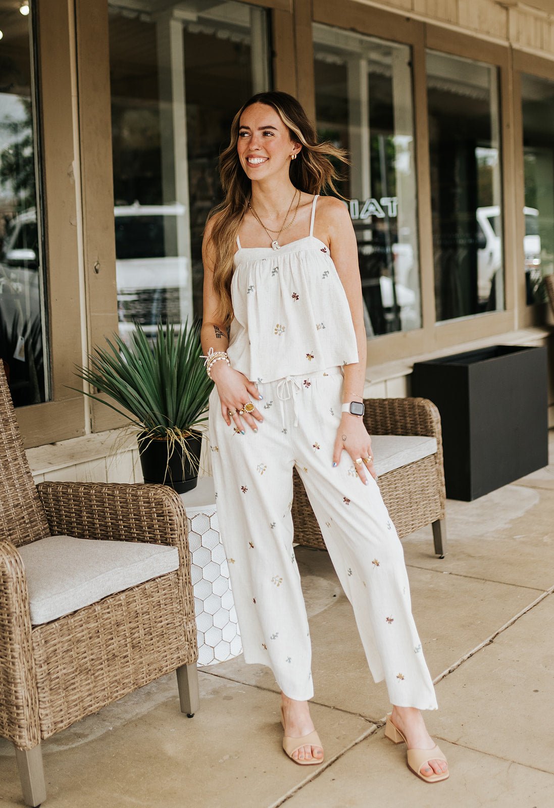 Beige Gauze Wide Leg Pants P7496ST - Southern Soule Designs