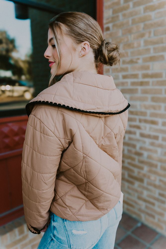 Beige Quilted Puffer Jacket CJ6589 - Southern Soule Designs
