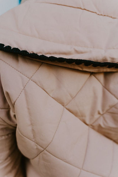 Beige Quilted Puffer Jacket CJ6589 - Southern Soule Designs