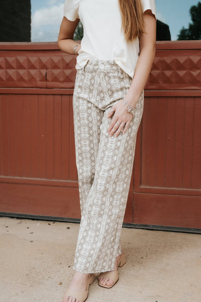 Beige Snake Print Pants P5222 - Southern Soule Designs