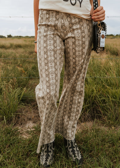 Beige Snake Print Pants P5222 - Southern Soule Designs
