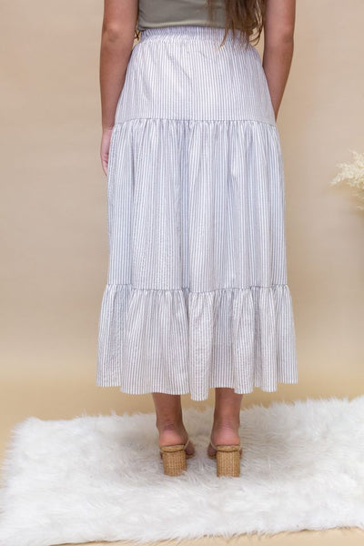 Beige Stripe Tiered Skirt - Southern Soule Designs