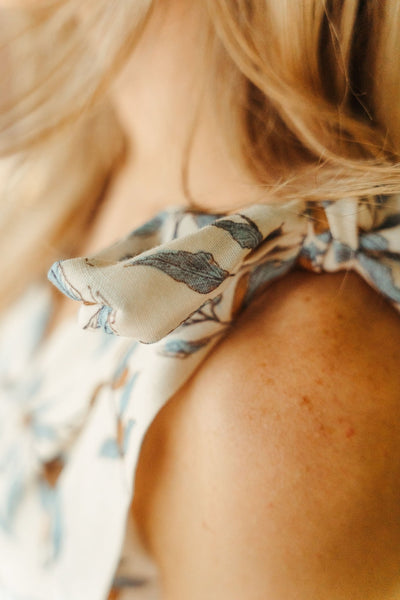 Beige Tied Shoulder Strap Embroidered Mini Dress ST5168D - Southern Soule Designs