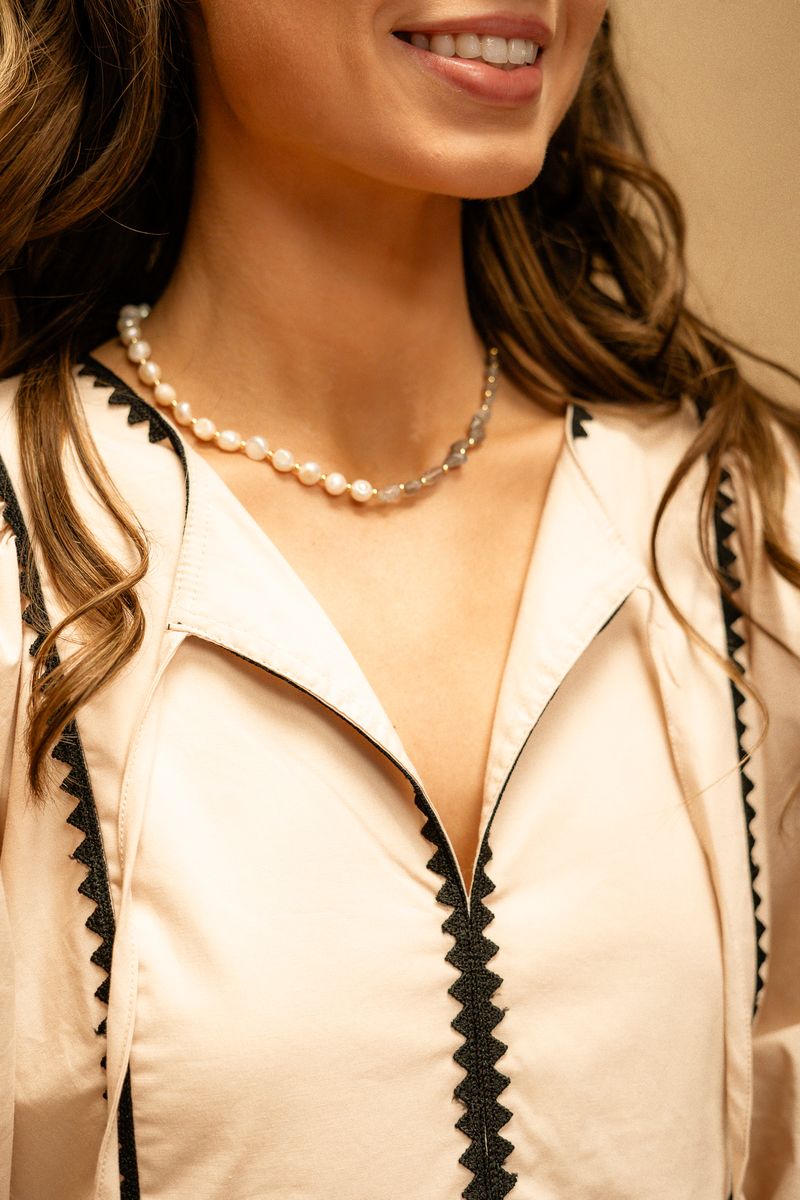 Beige Trim Embelish Poplin Mini Dress UD2045 - Southern Soule Designs