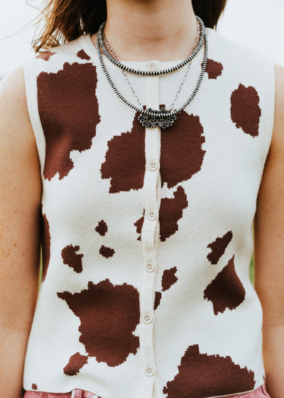 Beige/Brown Button Down Sleeveless Sweater SWT3018 - 1 - Southern Soule Designs