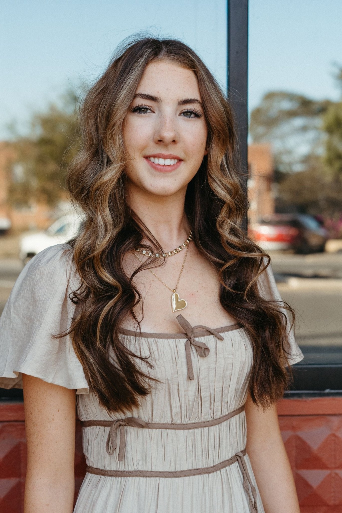 Beige/Brown Tiered Midi Dress JD6168B - Southern Soule Designs