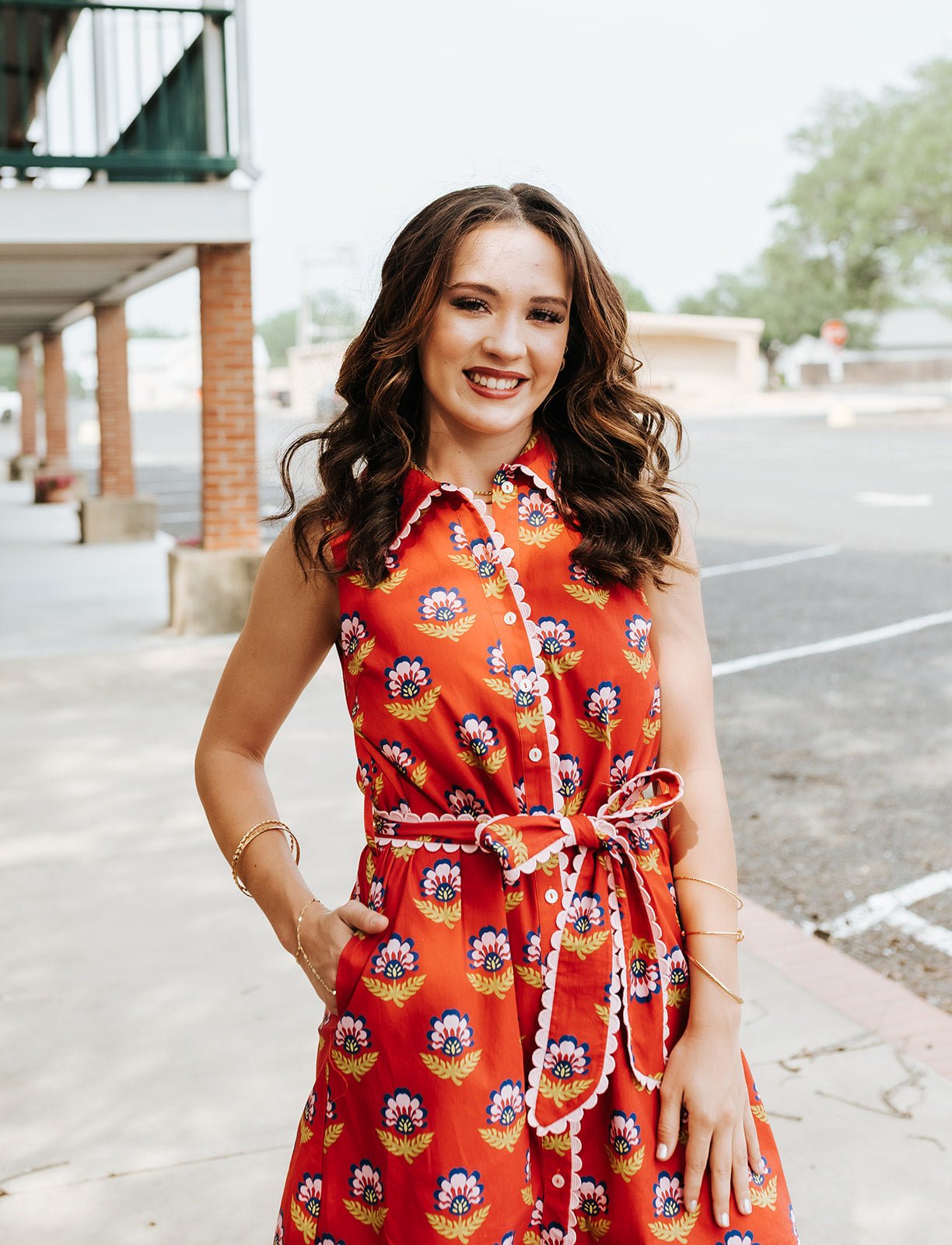 Berry Floral Print Scalloped Dress CD06056 - Southern Soule Designs