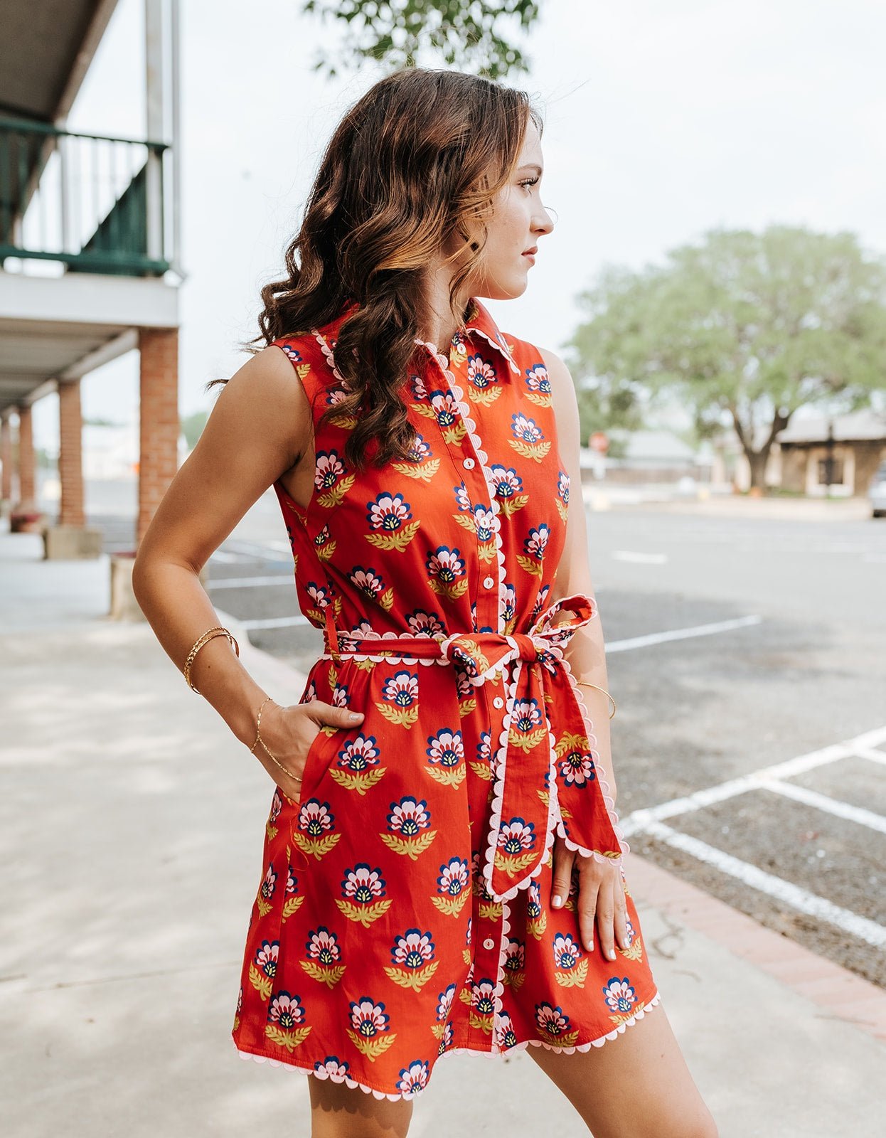 Berry Floral Print Scalloped Dress CD06056 - Southern Soule Designs