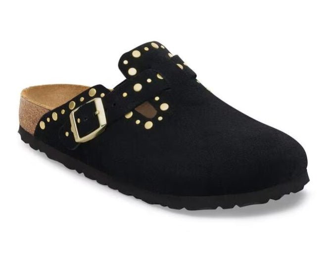 Birkenstock Boston Rivet Suede Black Narrow/Medium - Southern Soule Designs