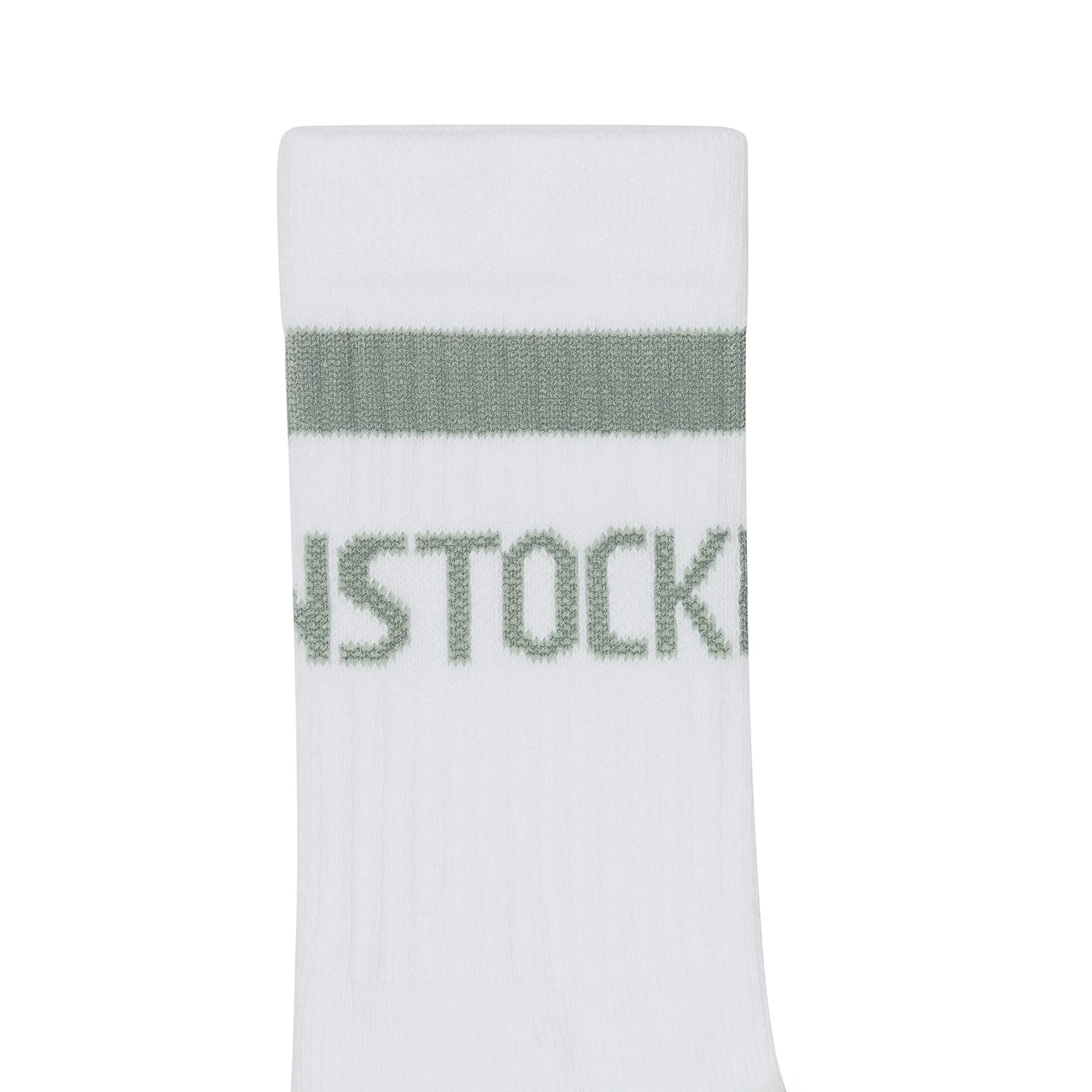 Birkenstock Cotton Crew Stripe White Pure Sage Socks - Southern Soule Designs