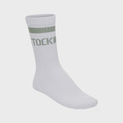 Birkenstock Cotton Crew Stripe White Pure Sage Socks - Southern Soule Designs