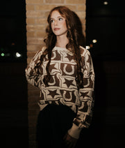 Biscuit Cocoa Western Theme Sweatshirt BRW0280 - 33 - Southern Soule Designs