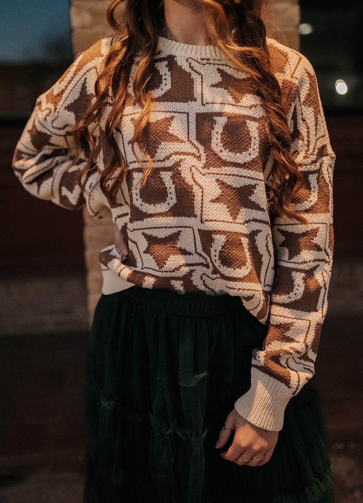 Biscuit Cocoa Western Theme Sweatshirt BRW0280 - 33 - Southern Soule Designs