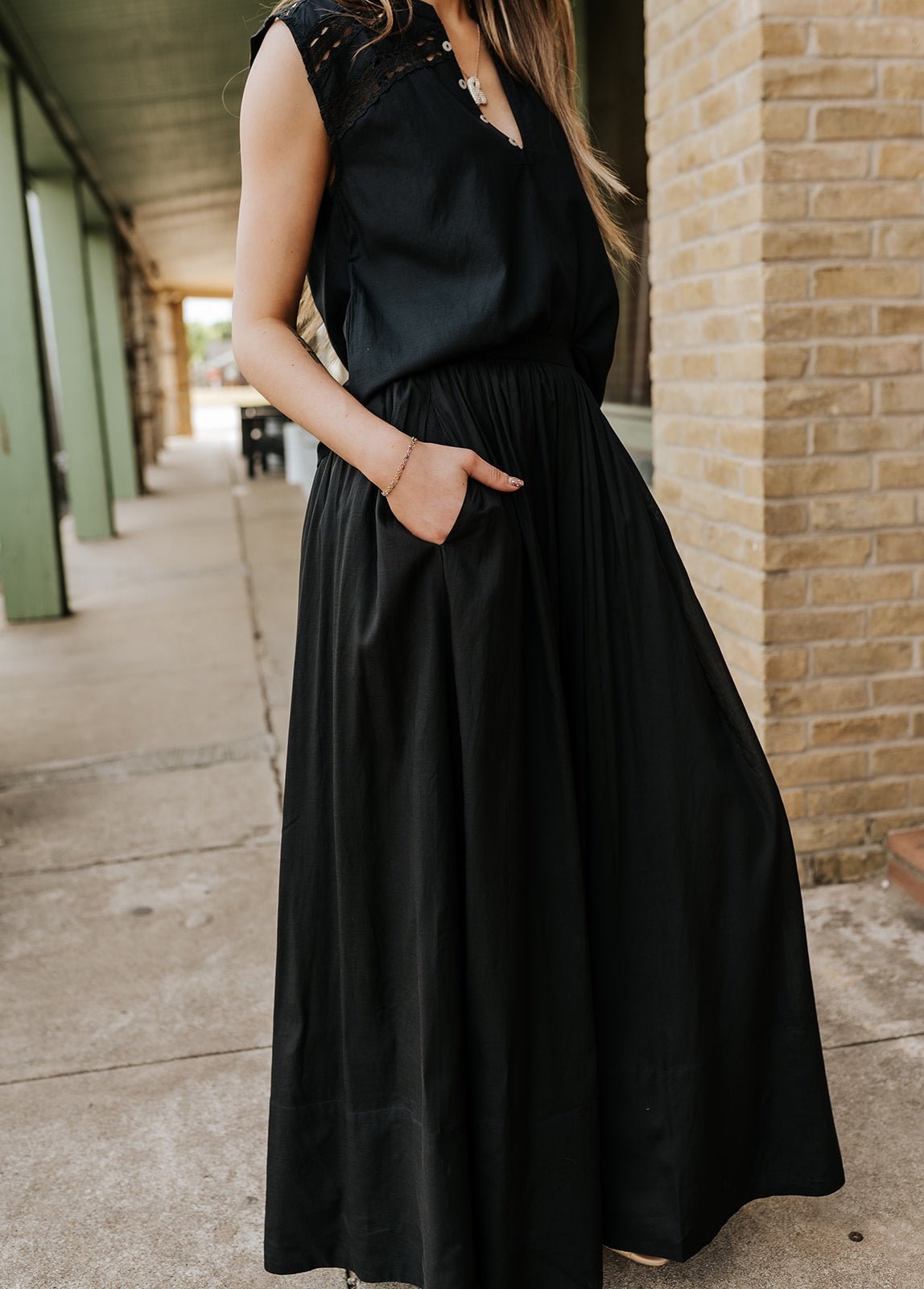 Black A - Line Midi Skirt VIC4175 - Southern Soule Designs
