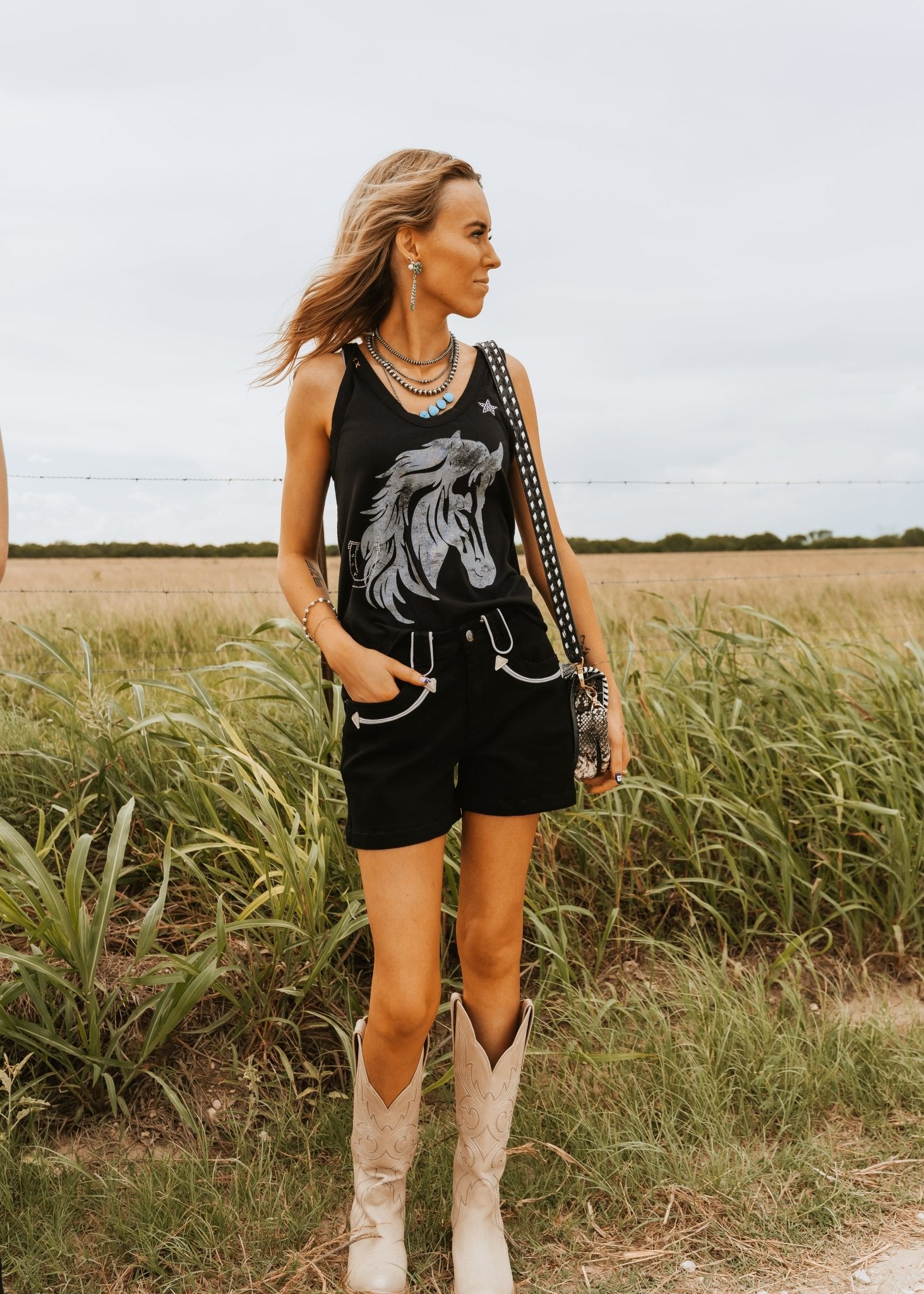 Black Arrow Denim Shorts HH8400 - Southern Soule Designs