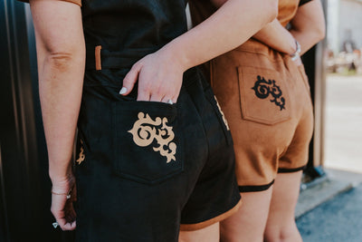 Black Boot Stitch Belt Suede Romper - Southern Soule Designs