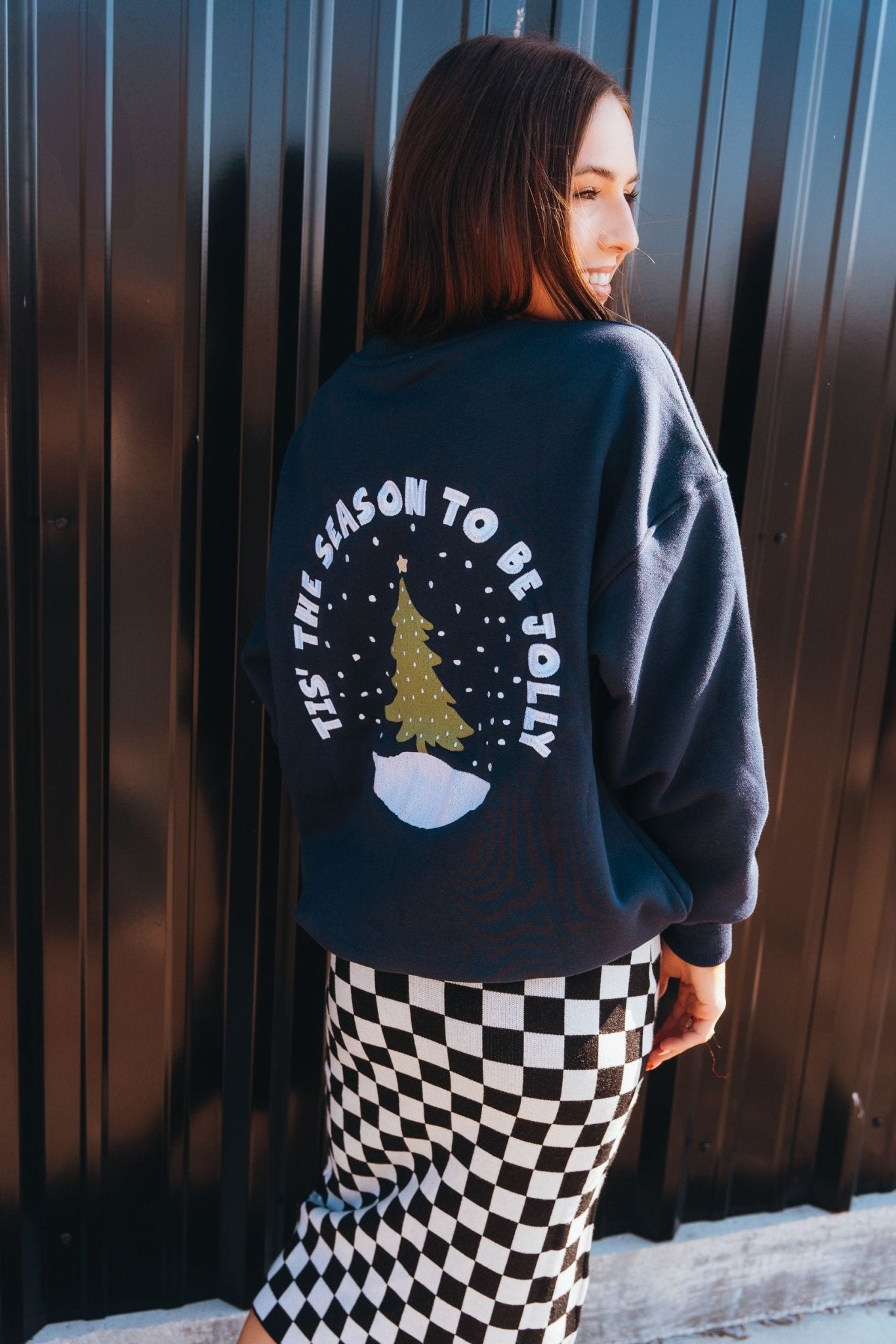 Black Checkered Print Midi Skirt PSW2731 - Southern Soule Designs