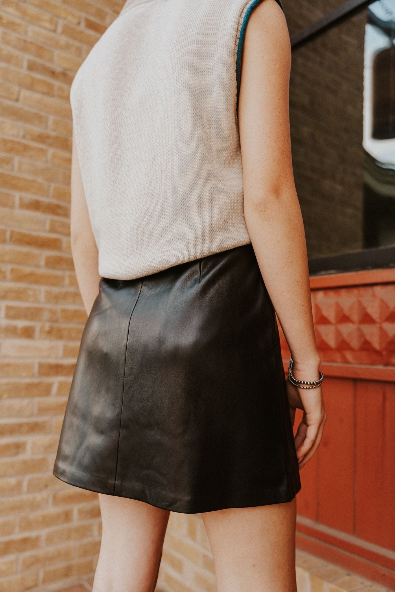 Black Ciera Leather Skirt ZK234241 - Southern Soule Designs