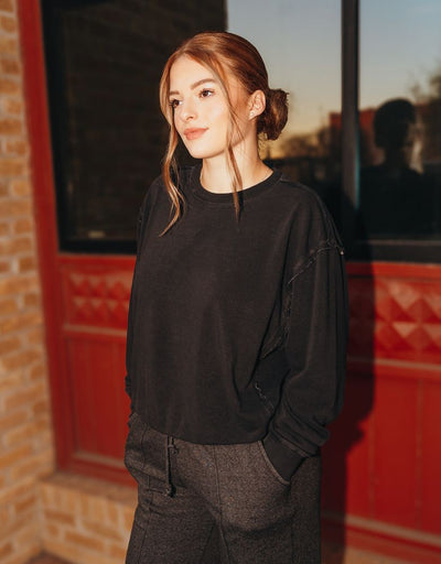 Black Crewneck Sweatshirt DZ24E443 - Southern Soule Designs