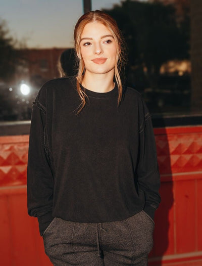 Black Crewneck Sweatshirt DZ24E443 - Southern Soule Designs