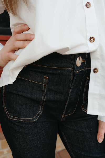 Black Denim Cropped straight Leg Pants PK11563 - Southern Soule Designs