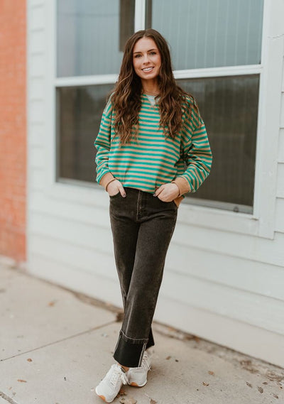 Black Denim Cuffed Pants P3964 - Southern Soule Designs