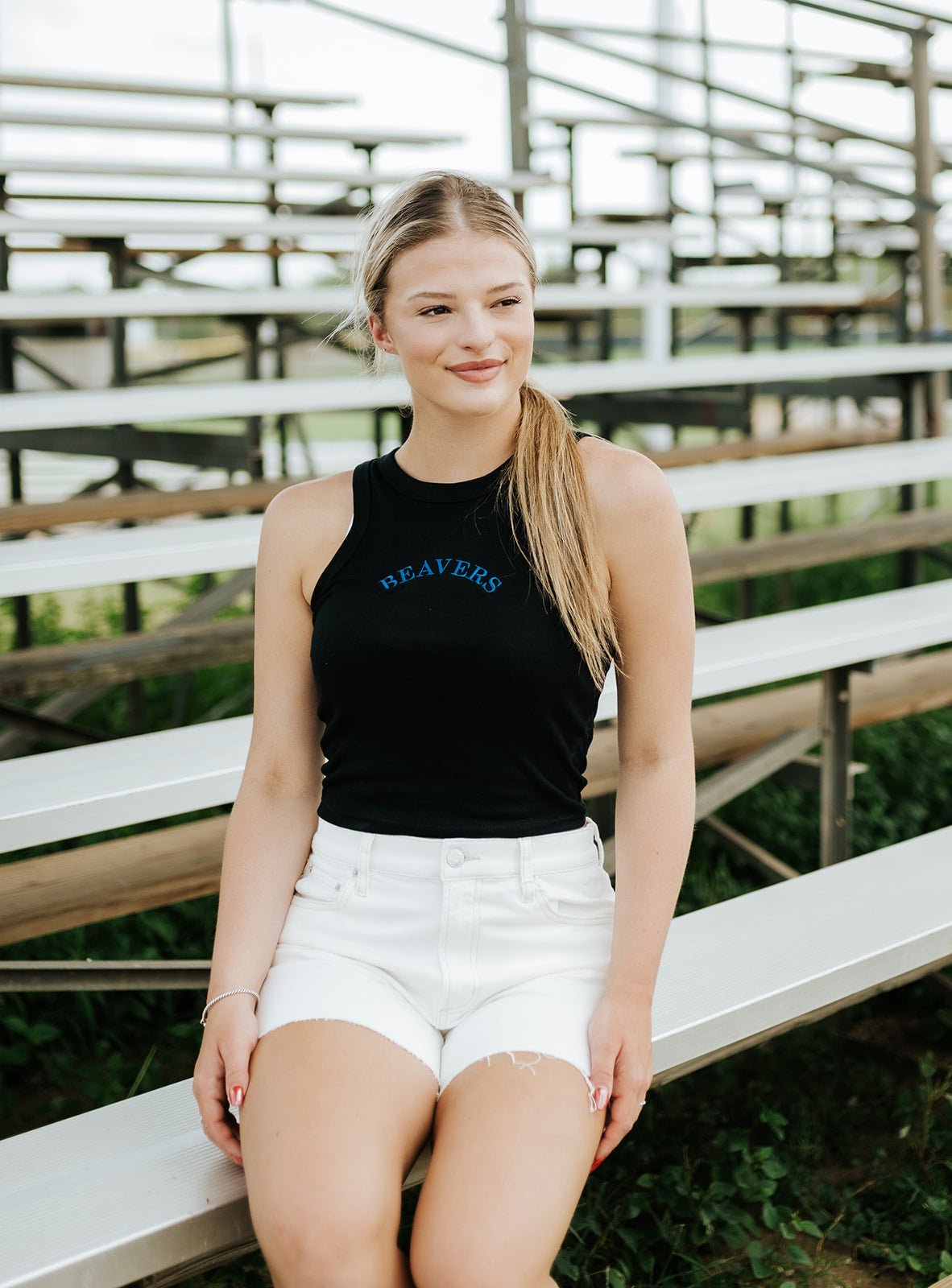 Black Emb Racerback Tanks Royal Blue Beavers - Southern Soule Designs