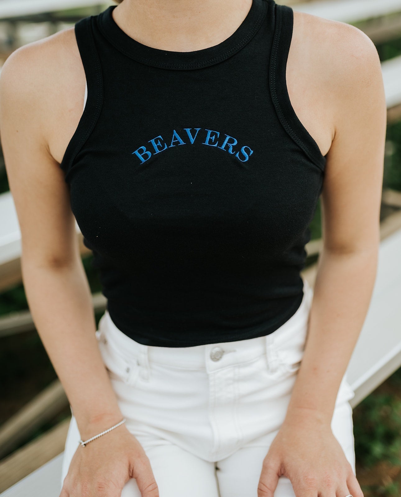 Black Emb Racerback Tanks Royal Blue Beavers - Southern Soule Designs
