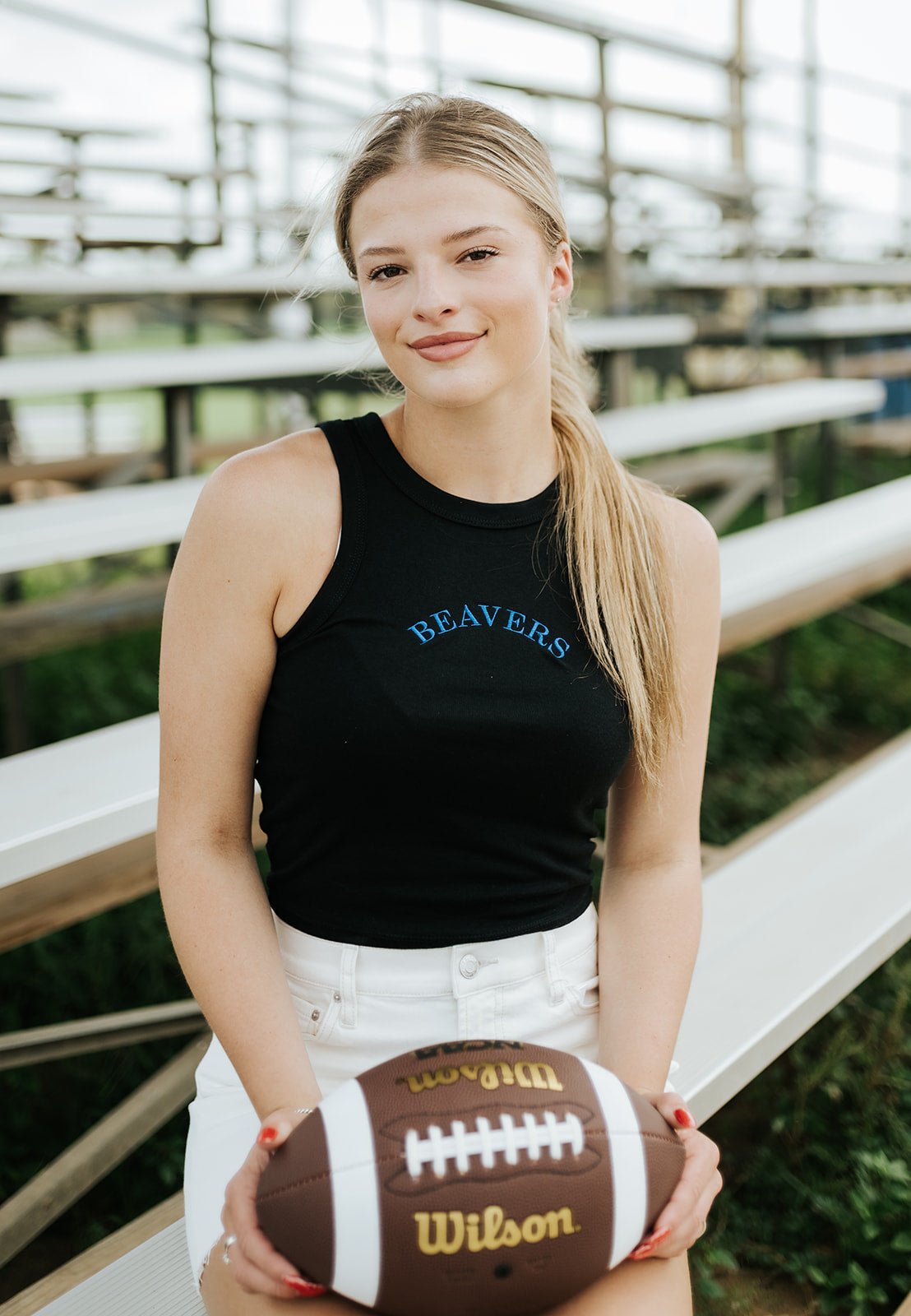 Black Emb Racerback Tanks Royal Blue Beavers - Southern Soule Designs