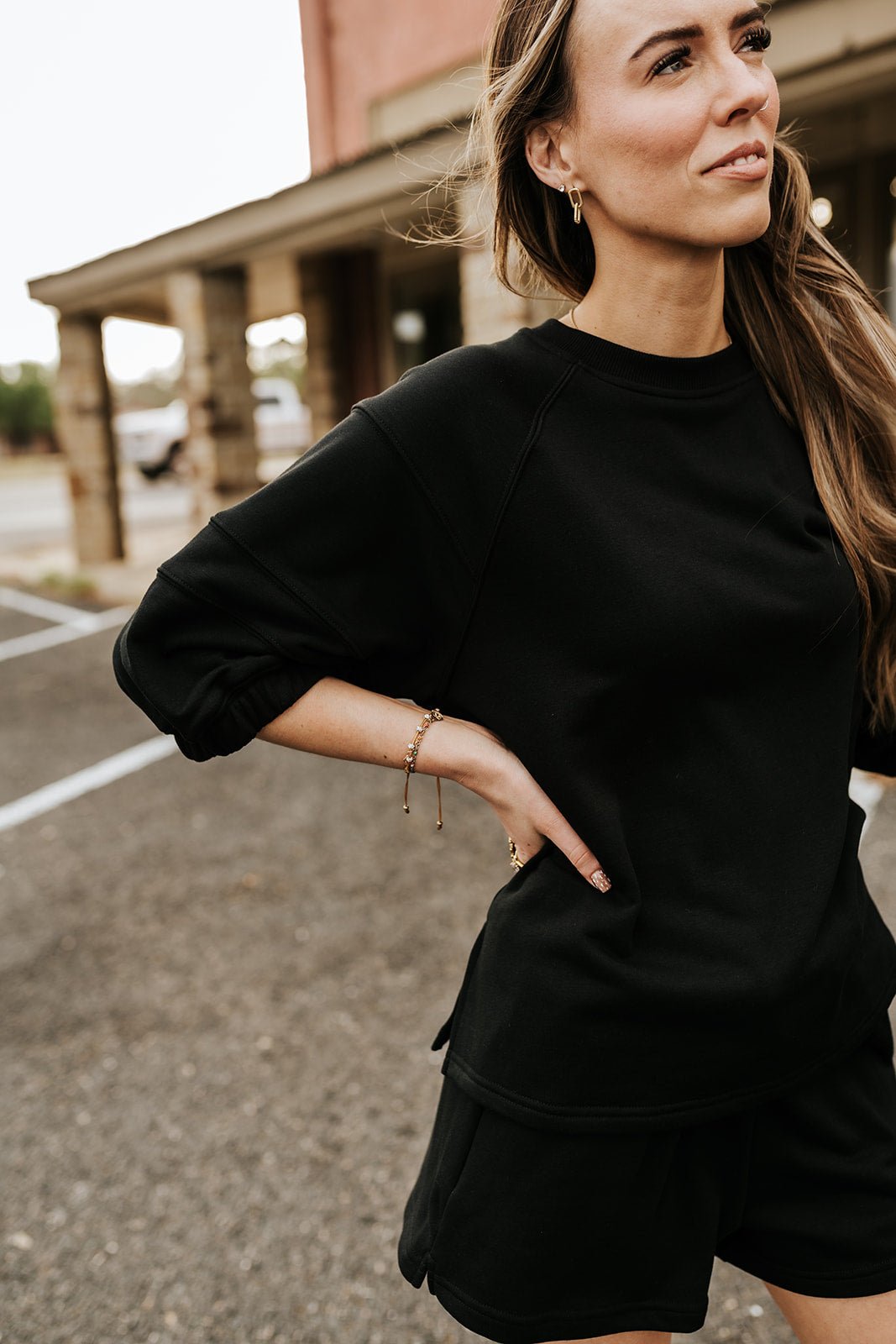 Black French Terry Bubbled Half Sleeve Top T0111 - Southern Soule Designs