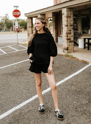 Black French Terry Playful Shorts P6447 - Southern Soule Designs