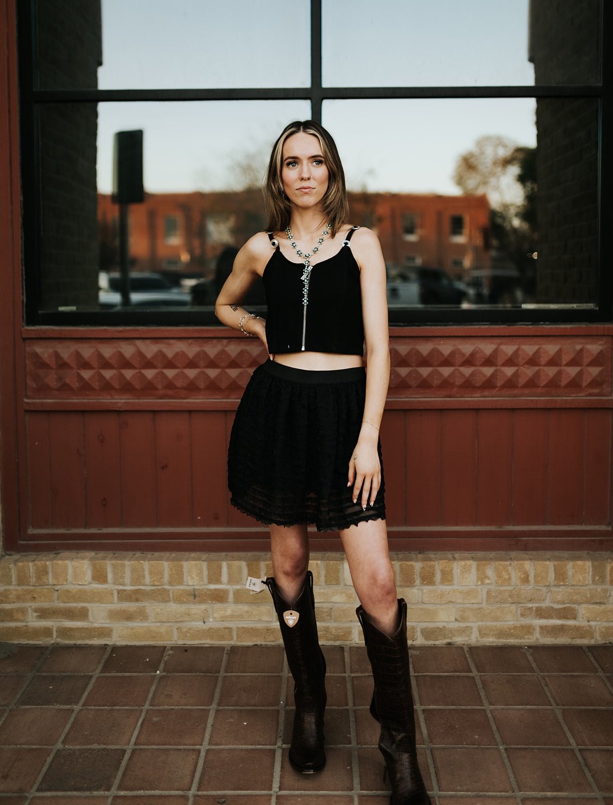 Black Frilled Detail Mini Skirt MS20268 - Southern Soule Designs