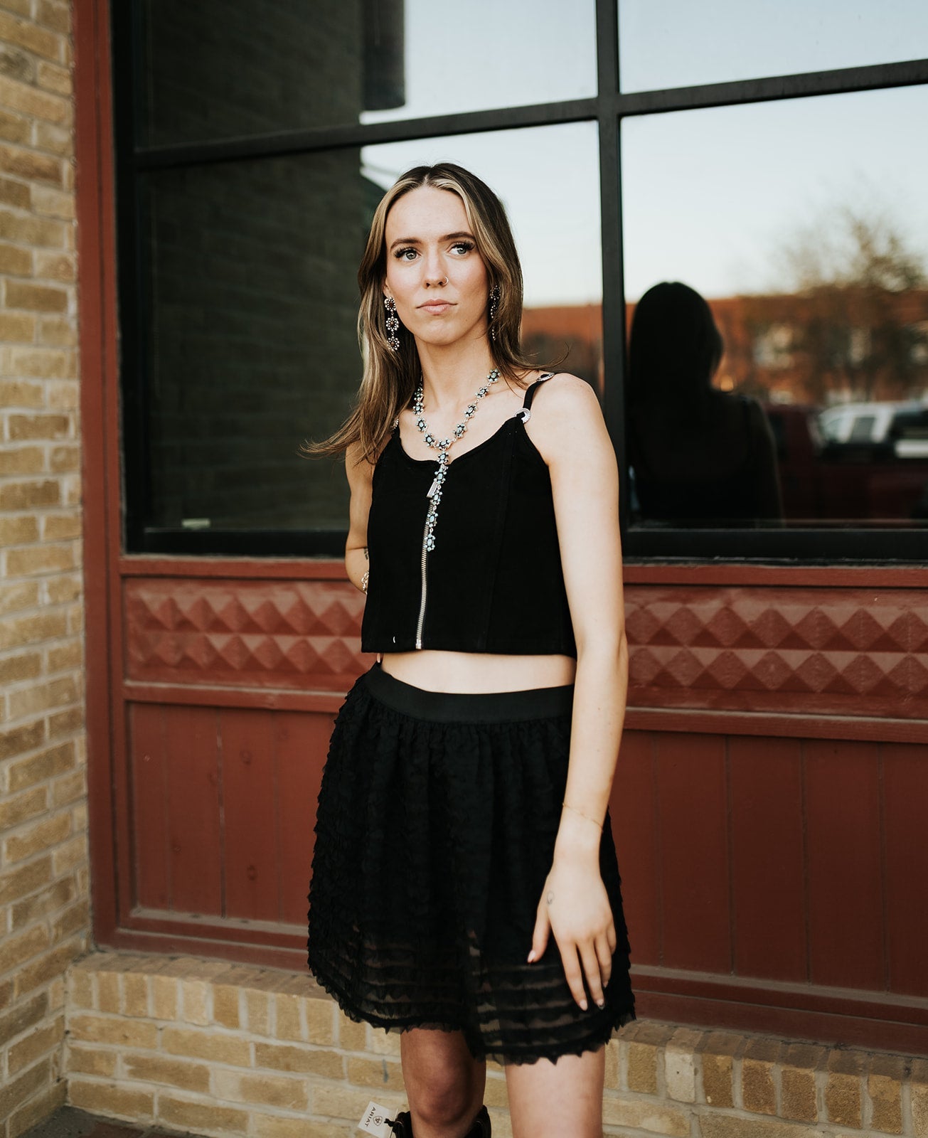 Black Frilled Detail Mini Skirt MS20268 - Southern Soule Designs