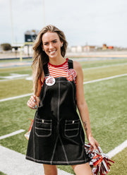 Black Game Day Overall Mini Dress C43515 - Southern Soule Designs