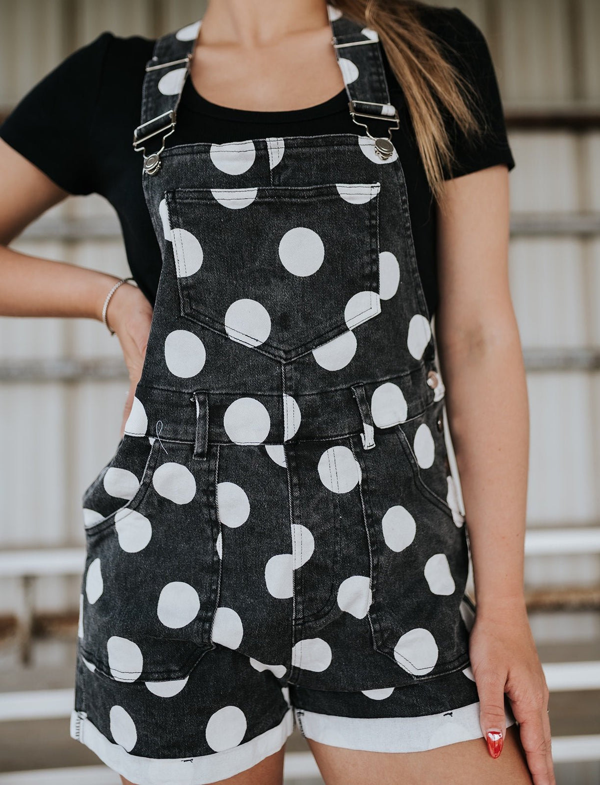 Black Game Day Polka Dot Overalls G30426 - Southern Soule Designs